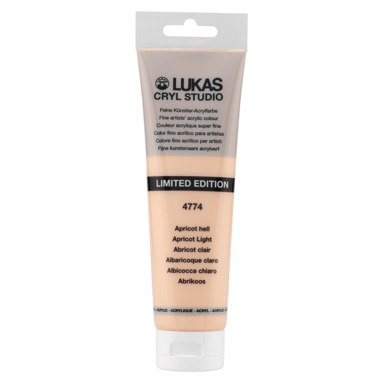 Lukas CRYL Studio Artist Acrylic Paint, Apricot Light, 125 ml Tube - High Pigment Acrylic Paints for Canvas Painting, Large Scale Works - Medium-Viscosity, Water-Mixable, Fast Drying